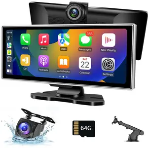 11.26 Inch Portable Wireless Car Display Screen, Car Video Player, 1 Set Car Stereo with 4K Dash Cam & 1080P Backup Camera, Car Audio Receiver with GPS Navigation, Voice Control Functions