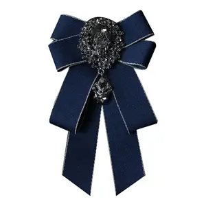 Fashion Ribbon Bow Tie for Rhinestone Crystal Brooch Pin Wedding Adjustable Bowt.