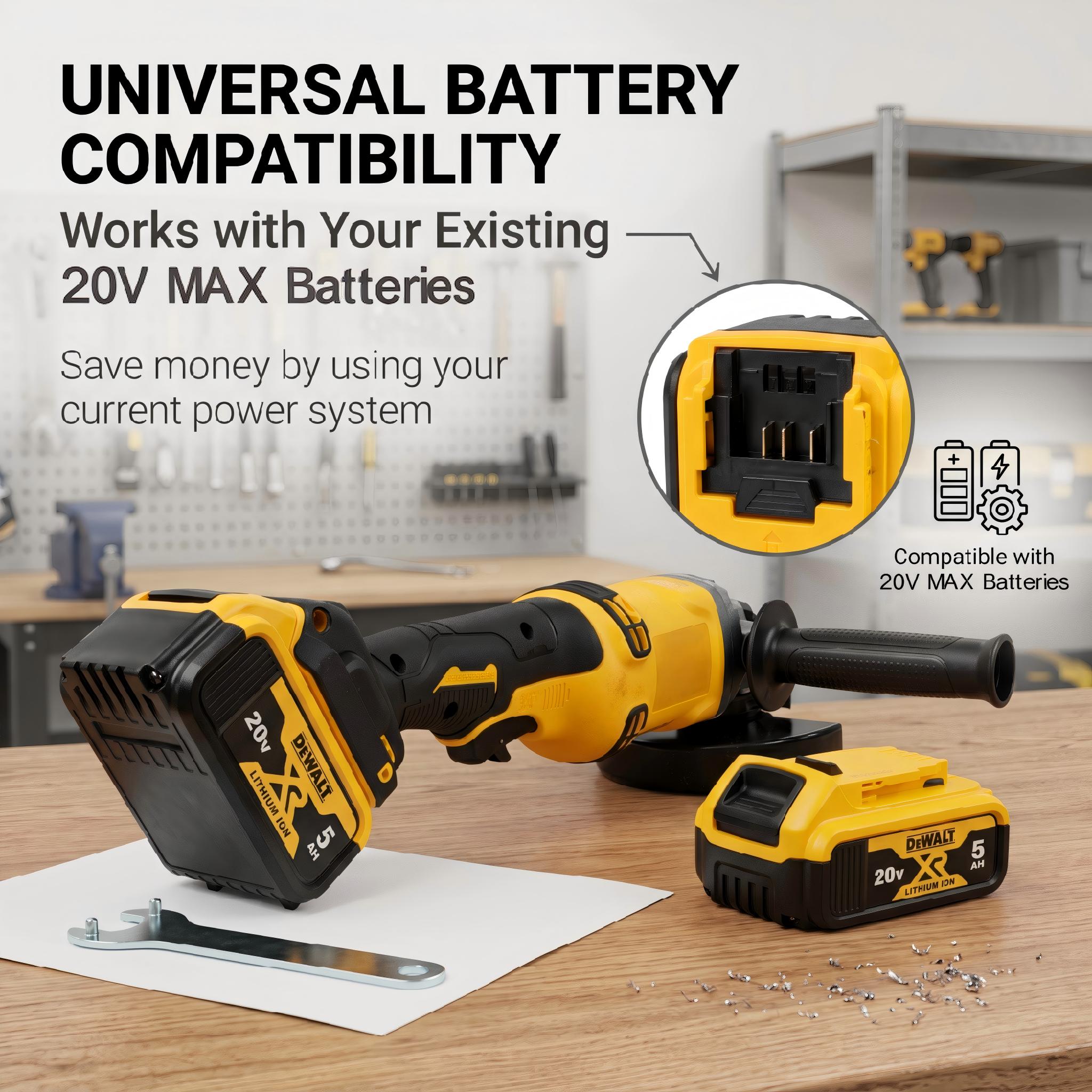 DeWalt DCG405-125 20V Brushless Angle Grinder 125mm Wheel 800W 9000 RPM for Weld Grinding & Pipe Beveling – 6mm Thick, M14 Spindle, Hex Fastening, Full Kit with Battery & Charger