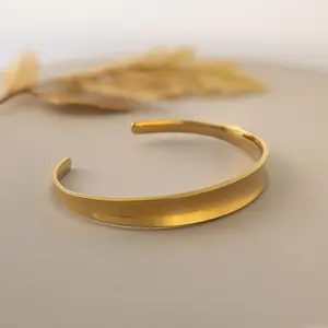 Dome Cuff Bracelet by Caitlyn Minimalist - Chunky Gold Bangle Bracelet for Women - Minimalist Stacking Bracelet - Girlfriend Gift