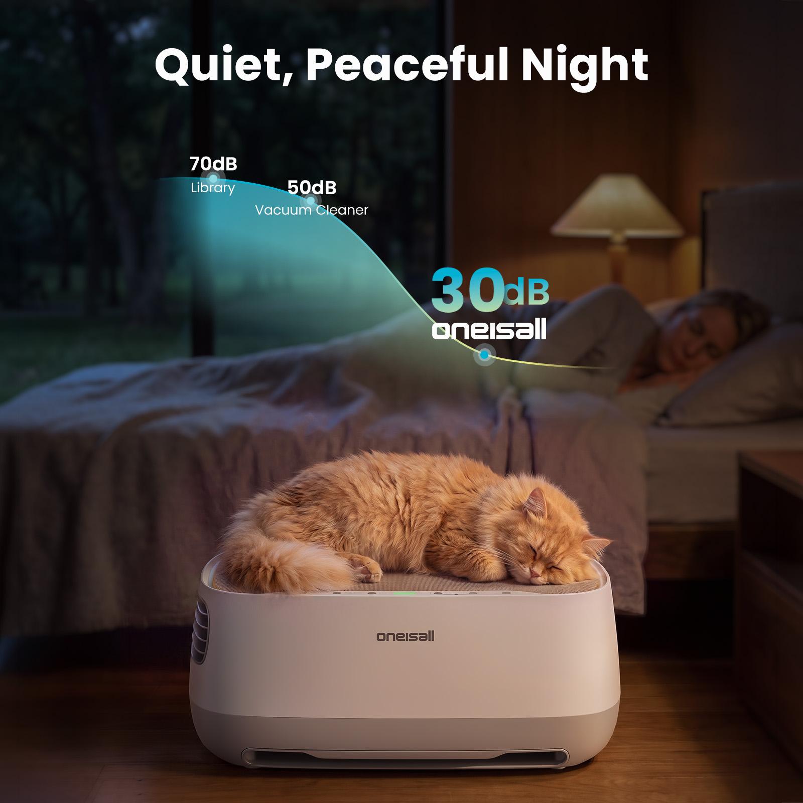 Backtoschool Oneisall Air Purifiers for multi‑cat households with Cat Bed, H13 HEPA for Multi‑Cat Home, 3-Sided Air Intake, PM2.5 Air Quality Monitor，Bottom with Independent Hair Collection Bin, Quiet Multi‑Speed, Captures Pet Fur, Odors, Allergens & Dust