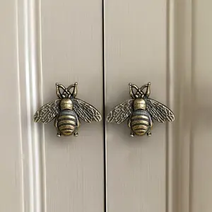 6-piece drawer handle set, vintage bee design cabinet handles, small 1.2inch * 0.6inch cabinet knobs, decorative furniture handles, cabinet accessories