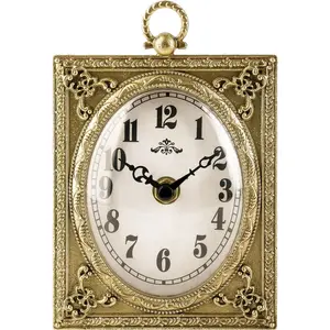 NIKKY HOME Vintage Gold Small Table Clock, Classic Elegant Silent Battery Operated Decorative Mantel Desk Shelf Clock for Living Room Decor