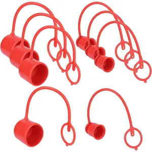 Dust Caps Plugs for 1/2" Flat Face Hydraulic Quick Connect Couplers, 4 Sets Male & Female Rubber Covers for Skid Steer Couplings