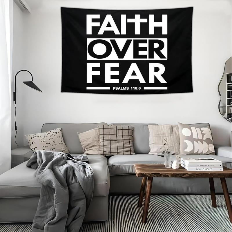 Tapestry  Faith Over Fear Flag Christian Jesus Flags 30x40 inch Outdoor Funny Tapestry Flag Inspirational Gym Motivational Flags for Room Guys Home Gym Bedroom College Dorm Motivation Wall Art Decor Banner Decoration