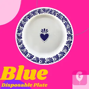 10.25" Blue Talavera Disposable Premium Plates