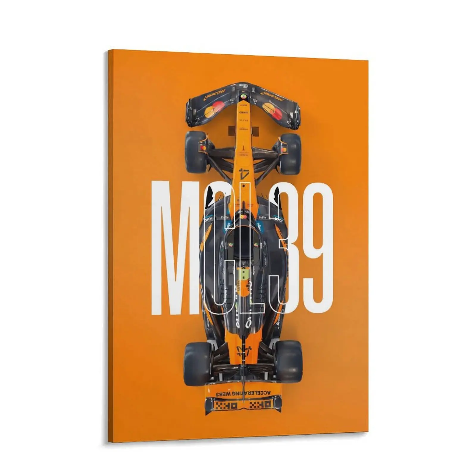 McLaren MCL39 Formula Racing Canvas Art - F1 Inspired Motorsport Poster, Home Decoration for Car Enthusiasts' Man Cave, Bedroom & Office, Man Cave Decor