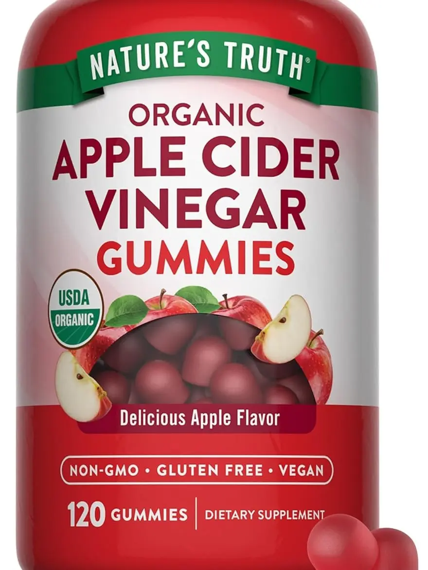 Nature's Truth Organic Apple Cider Vinegar Gummies | 120 Count | Vegan, Gluten Free & Non-GMO Supplement | USDA Organic | Apple Flavor