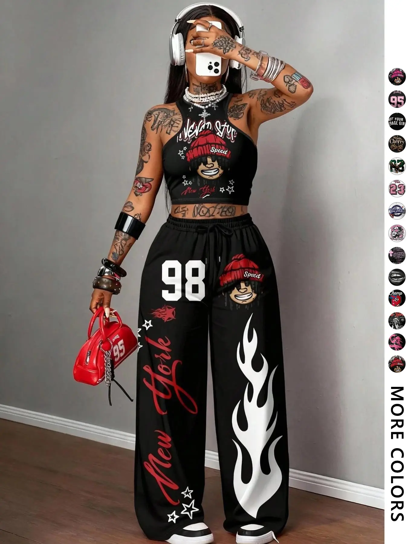 Women's Graphic Geometric Sleeveless Pants & Tops Set, Casual Fitted Bottoms, Regular Length, All Season Wear, Comfortible and Trendy, Perfect for Daily, Matching Sets, Casual Summer Set