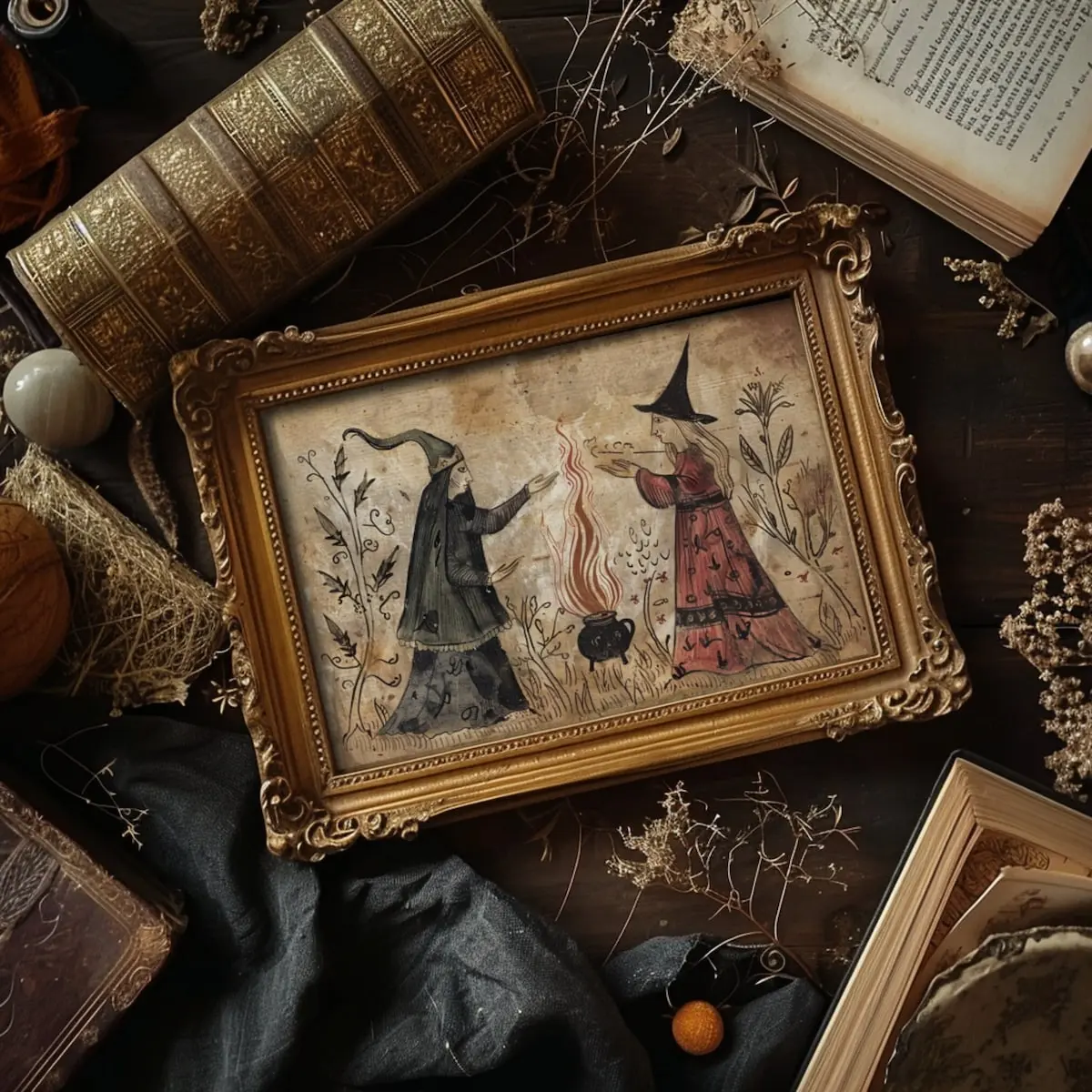 Halloween Witch Wall Art – Dark Academia, Witchcraft & Alchemy Print for Wicca Goth Room Decor, Unframed