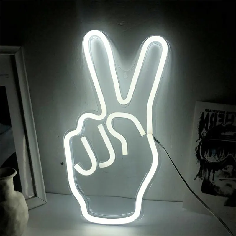 Peace sign neon light