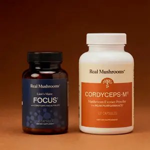 Real Mushrooms Lion's Mane & Cordyceps Militaris Bundle | Focus, Clarity & Natural Energy | Focus Power Duo | 100% Mushrooms, No Fillers