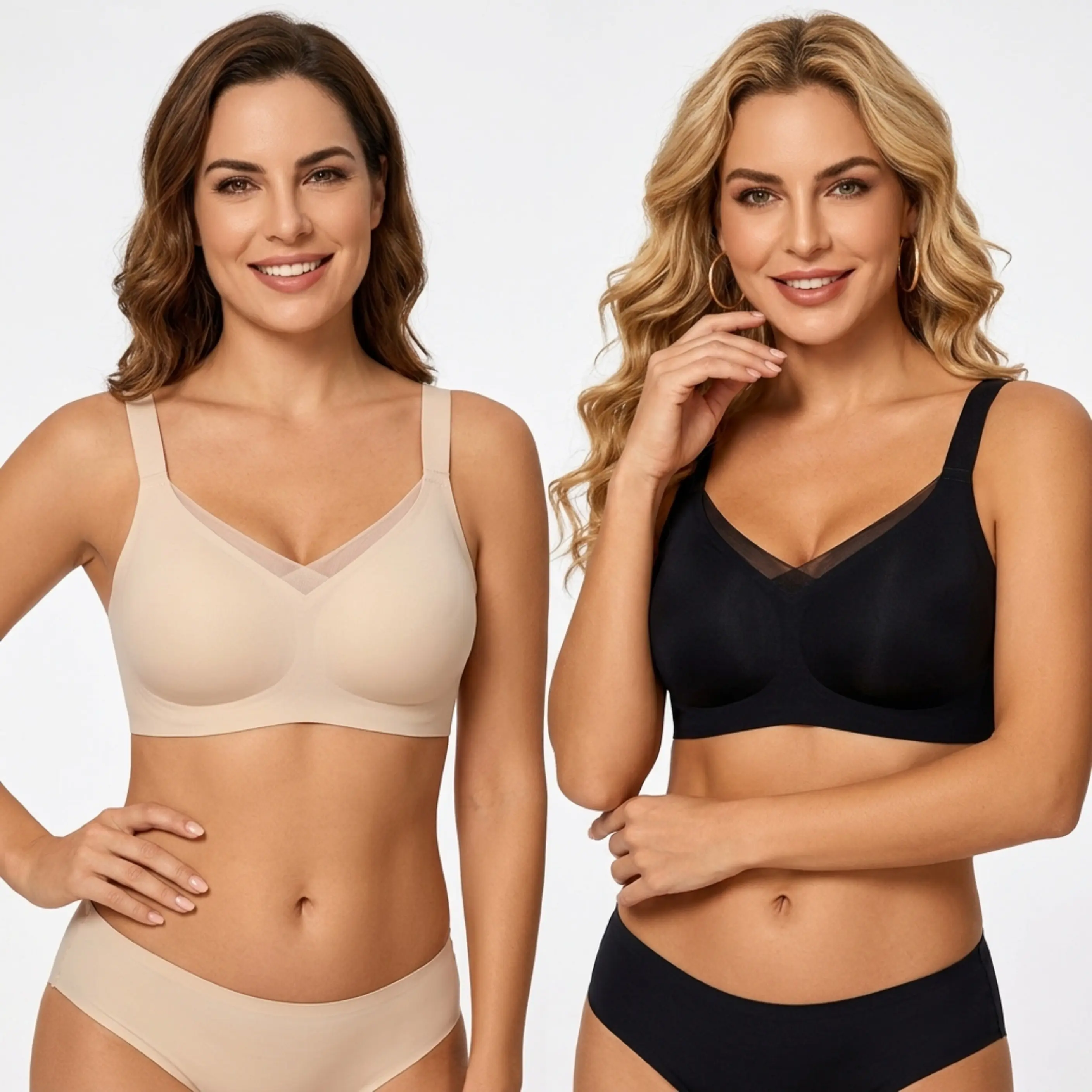 1/2/3 PCS Women's Jelly Wireless Bra V Mesh Soft Jelly Supportive Bra Push Up No Underwire Full Coverage Bralette for All Day Comfort Natural Lift S-3XL