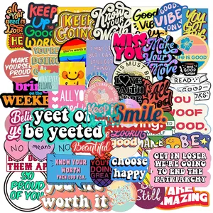50 Inspirational Sticker Pack for Water Bottles & Laptops 50 Waterproof Vinyl Stickers Durable for Everyday Decorating and Gifting