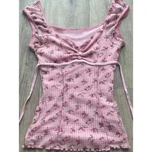 Y2K Fairy Grunge Crop Top for Women Short Sleeve Lace Patchwork T-Shirt Aesthetic Slim Fit Cute Babydoll Tees Streetwear   Womenswear Floral Summer