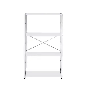 HomeRoots 486315 42 in. White Metal Four Tier Etagere Bookcase