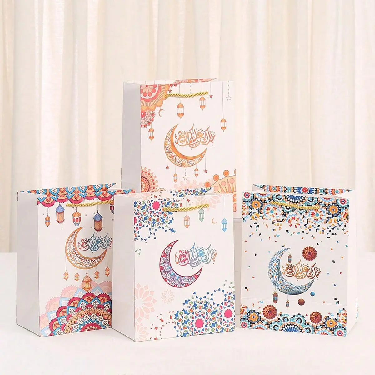 Ramadan Gift Bag, Colorful Gift Box with Handle, Gift Wrapping Supplies for Ramadan Party, Party Favors for Birthday Wedding Baby Shower
