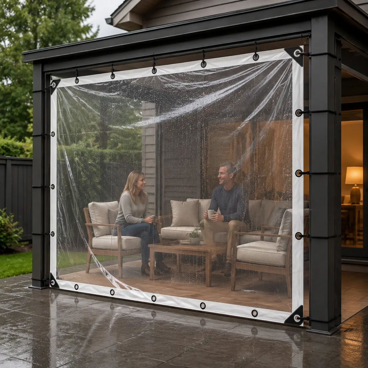 Heavy-Duty Clear Waterproof Vinyl Rain Cloth, dustproof protection Weatherproof Foldable Tarp with Reinforced Edges & Durable Grommet Holes, Dust-Proof Protective Cover for Farm, Greenhouse