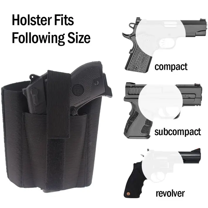 For concealed carry, comes with an elastic safety strap, suitable for both men and women, fits small to medium frame pistols and revolvers