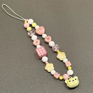 Original Instagram bead butter phone chain, cute teddy bear pendant, CCD camera lanyard, decorative chain, Phone Charm, Phone Decoration, Cell Phone Charm