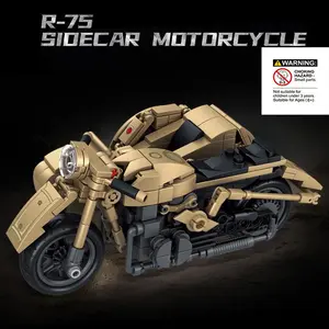 R-75 Three-Wheeled Building Blocks Set, Motorcycle Assembly, Off-Road Style, Stable Design, Desktop Decor, Boys' Toy, Abs Plastic, Gift Idea