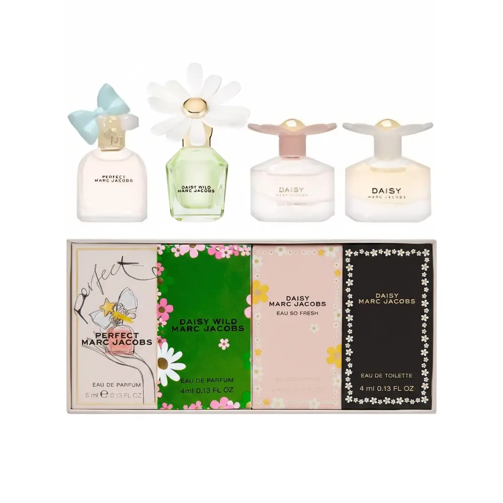 Marc Jacobs Mini Set Eau de Toilette Gift Set | 4 Piece Fragrance Collection (Daisy. Fresh, Wild & Perfect) Marc Jacobs Mini Set Eau de Toilette Gift Set | 4 Piece Fragrance Collection (Daisy. Fresh, Wild & Perfect)