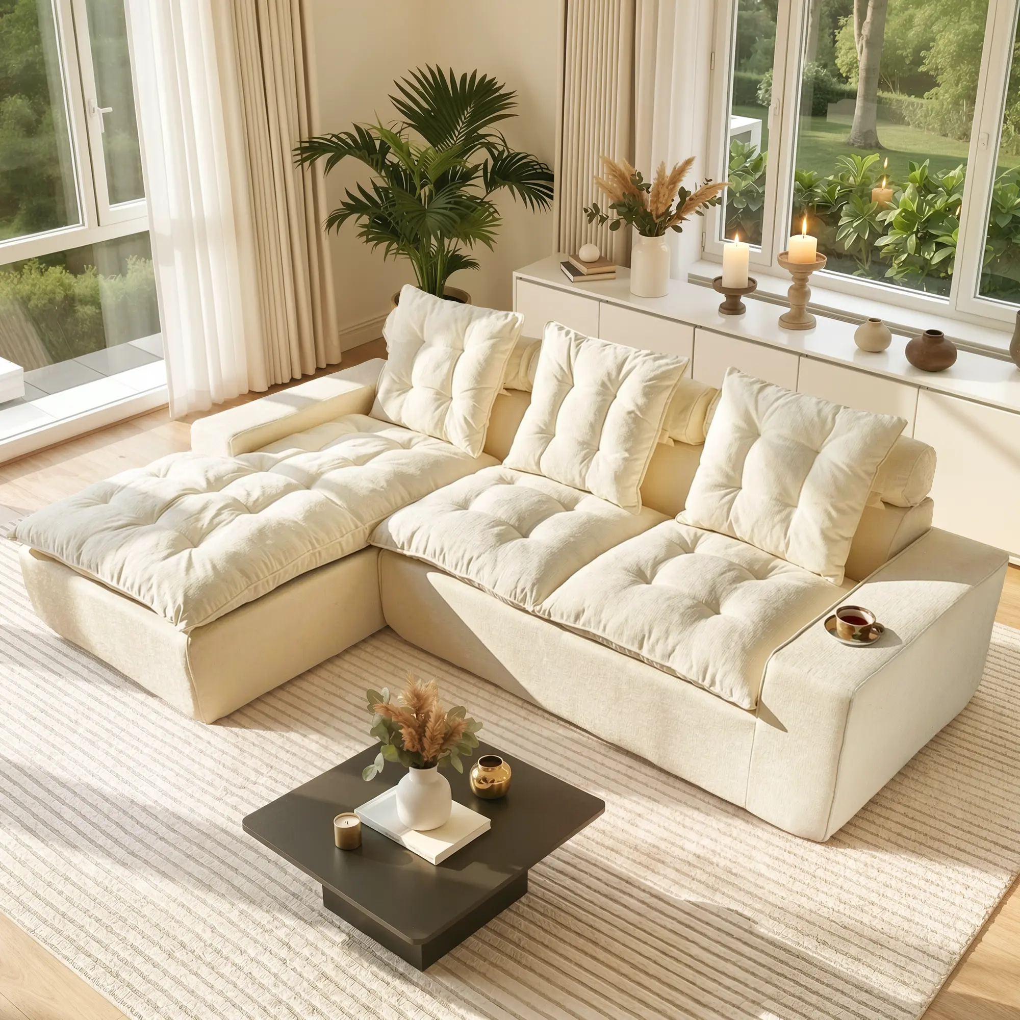 Cream White Left Chaise