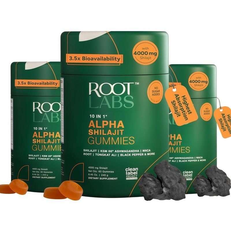 Alpha Rugiet Roots Lab Root Labs Alpha 10-in-1 Shilajit Gummies 4000 mgl HolidayGift-Readyl ...