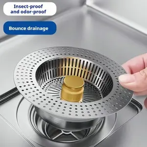 1pc,Stainless Steel Kitchen Sink Filter with Bounce Core Drainer - Insect-proof & Odor-proof Modern Install Accessory for Most Standard Sinks Drain Protector