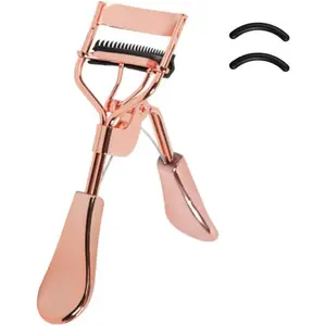 Rose Gold Eyelash Curler with Built-In Comb, Detachable Lash Separator, Long-Lasting Curl with Refill Pads