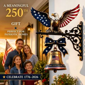 USA 250th Anniversary Hangable Bald Eagle Liberty Bell Wall Hanging Decoration, Patriotic American Flag Bow Wall Mount Ornament 1776-2026 Home Gift