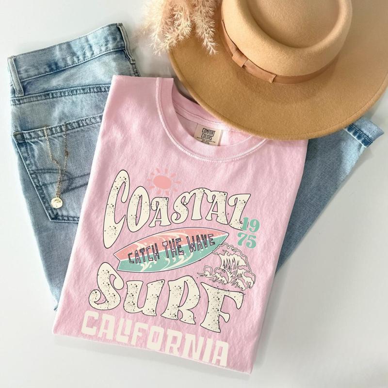 Comfort Colors Coastal Surf Coconut Girl Clothes Trendy Beachy Shirts Summer Vintage Graphic Tee Sweatshirt, Hoodie, Comfort Colors