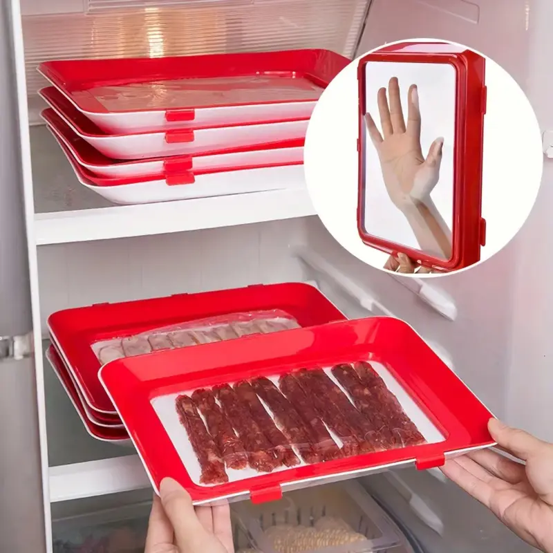 3-Pack Reusable Food Storage Trays, Preserving Containers, Durable Plastic, for Kitchen Organization and Restaurant Use, Fridge Replacement Storage Boxes, Battery-Free