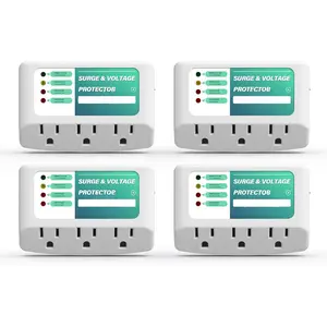 3 Outlet Surge Protector for Refrigerator,  Protector with Light Indicators for TV, PC, Washing Machine, and Other Home Appliance, Power Wall Surge Protector, 125V, 1875W, 4 Pack