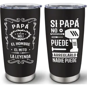 20oz Spanish Papá Tumbler, Insulated Stainless Steel Travel Mug, Funny Father’s Day Gift for Mexican Dad, El Mejor Papá Cup