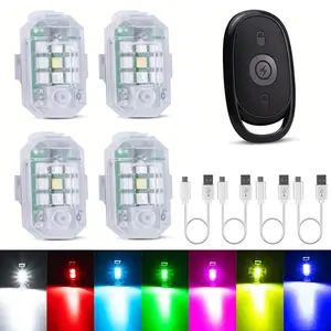 4 Pcs Wireless Strobe Lights with Remote Control RGB LED