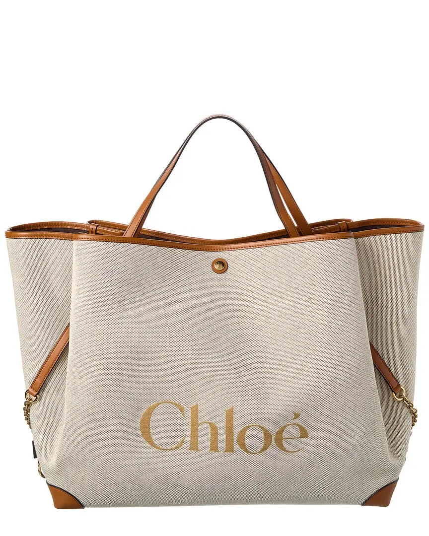 Chloé Clover Double Carry Canvas & Leather Tote