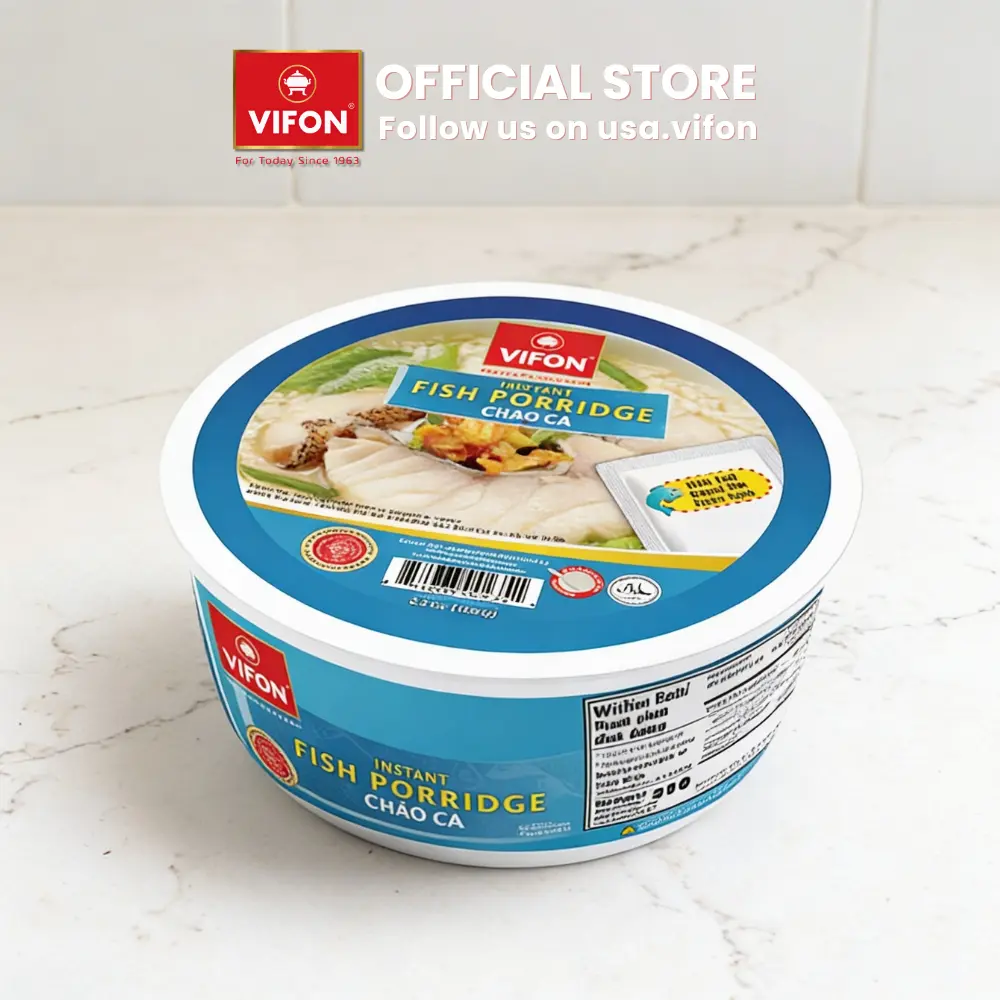 VIFON Vietnamese Instant Porridge/Congee Soup Bowl with Real Fish (Chao Ca) 4.23 oz