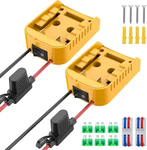 2 Packs Power Wheel Adapter Compatible with Dewalt 20V Battery, Converter Kit with Switch & Fuse & Wire Terminals & 12 AWG Wire for DIY RC Car Toys Robotics