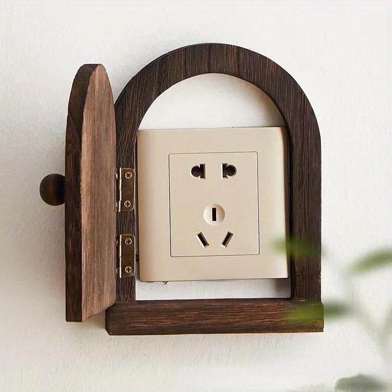 Solid Wood Switch Protective Cover Wall Mounted Home Socket Decorative Frame Protective Cover Electric Shock Proof Cover Button