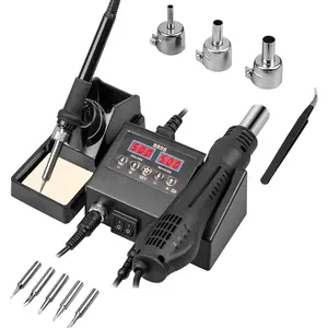 12 count Soldering Station, 2 in 1 Hot Air Functions Digital Display Soldering Iron Soldering Kit, 8898 Portable SMD Rework Station, oC/oF Cool/Hot Air Conversion and Auto Sleep