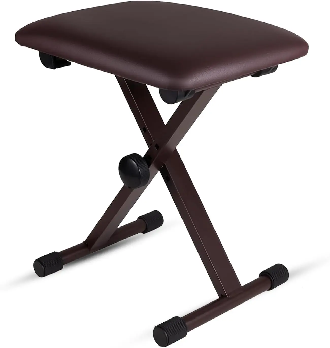 5 CORE Keyboard Bench X Style Padded Cushion Height Adjustable Piano Stool Seat Portable Keyboard Chair for Keyboards Digital Piano Brown - KBB 02 BR