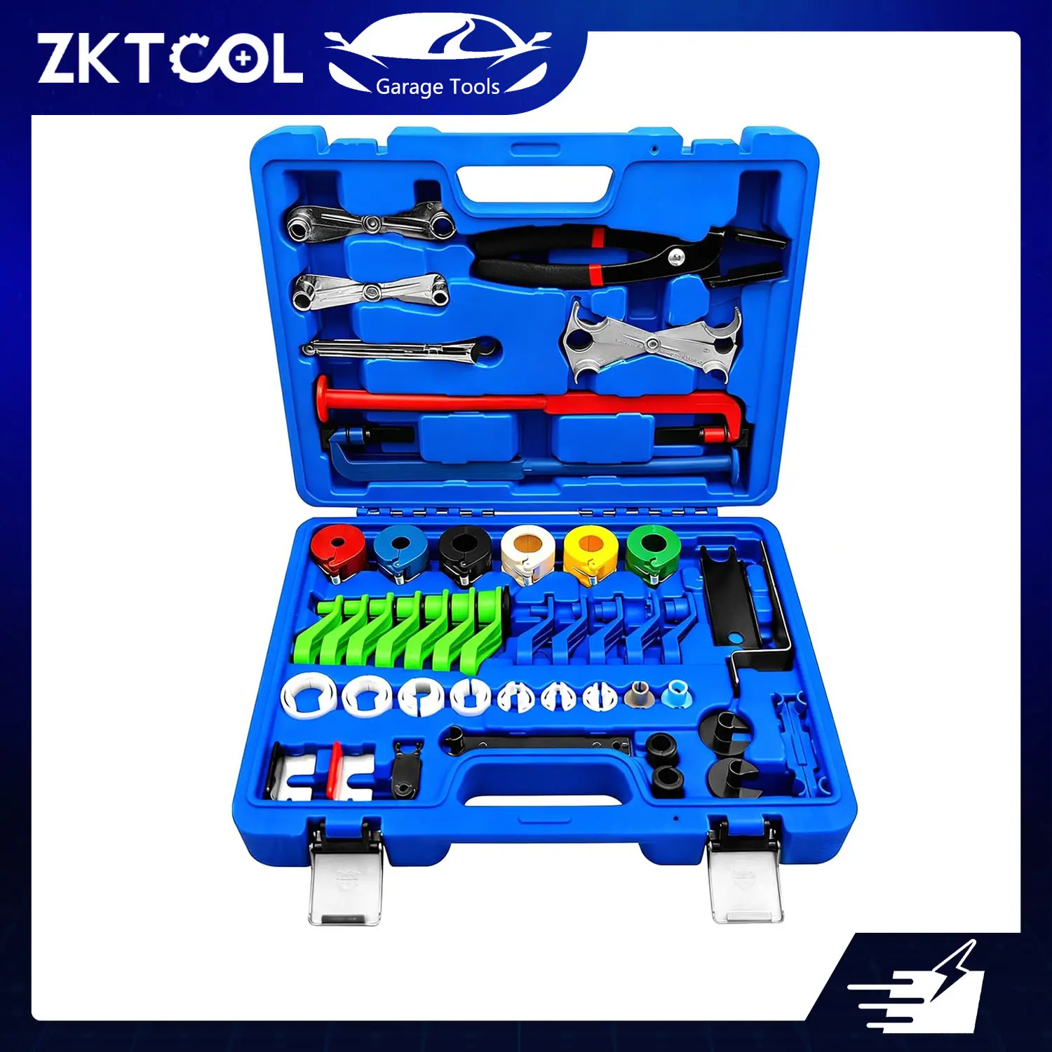 ZKTOOL 46Pcs Master Car Tools Set - Quick Connect Kit for GM Ford Chrysler, Damage-Free Quick Coupling Release for Fuel, A/C, Transmission Systems, Comprehensive Transmission Line Maintenance, W/Protective Gloves