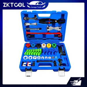 ZKTOOL 46Pcs Master Quick Disconnect Tool Set for GM Ford Chrysler, Fuel Line Disconnect Tool Kit for Automotive A/C Fuel & Transmission Systems, Fuel Line Removal and Separator Tool, Includes Gloves