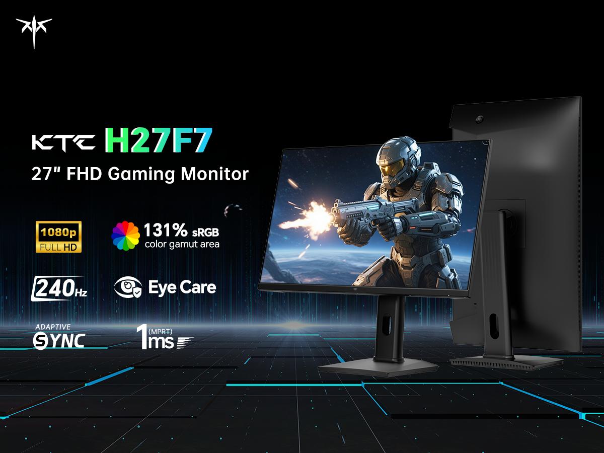 KTC 27" 1080P FHD 240Hz Gaming Monitor, Fast IPS Computer Monitor with Adaptive Sync, HDR10, Height Pivot Tilt Adjustable, Vesa Mount, HDMI/DP/USB, H27F7 KTC 27" 1080P FHD 240Hz Gaming Monitor, Fast IPS Computer Monitor with Adaptive Sync, HDR10, Height Pivot Tilt Adjustable, Vesa Mount, HDMI/DP/USB, H27F7