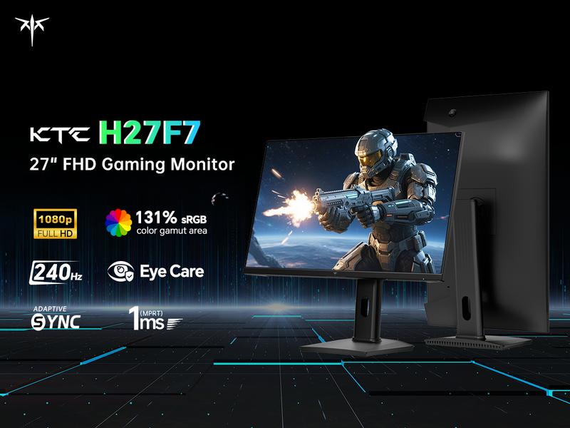 KTC 27" 1080P FHD 240Hz Gaming Monitor, Fast IPS Computer Monitor with Adaptive Sync, HDR10, Height Pivot Tilt Adjustable, Vesa Mount, HDMI/DP/USB, H27F7