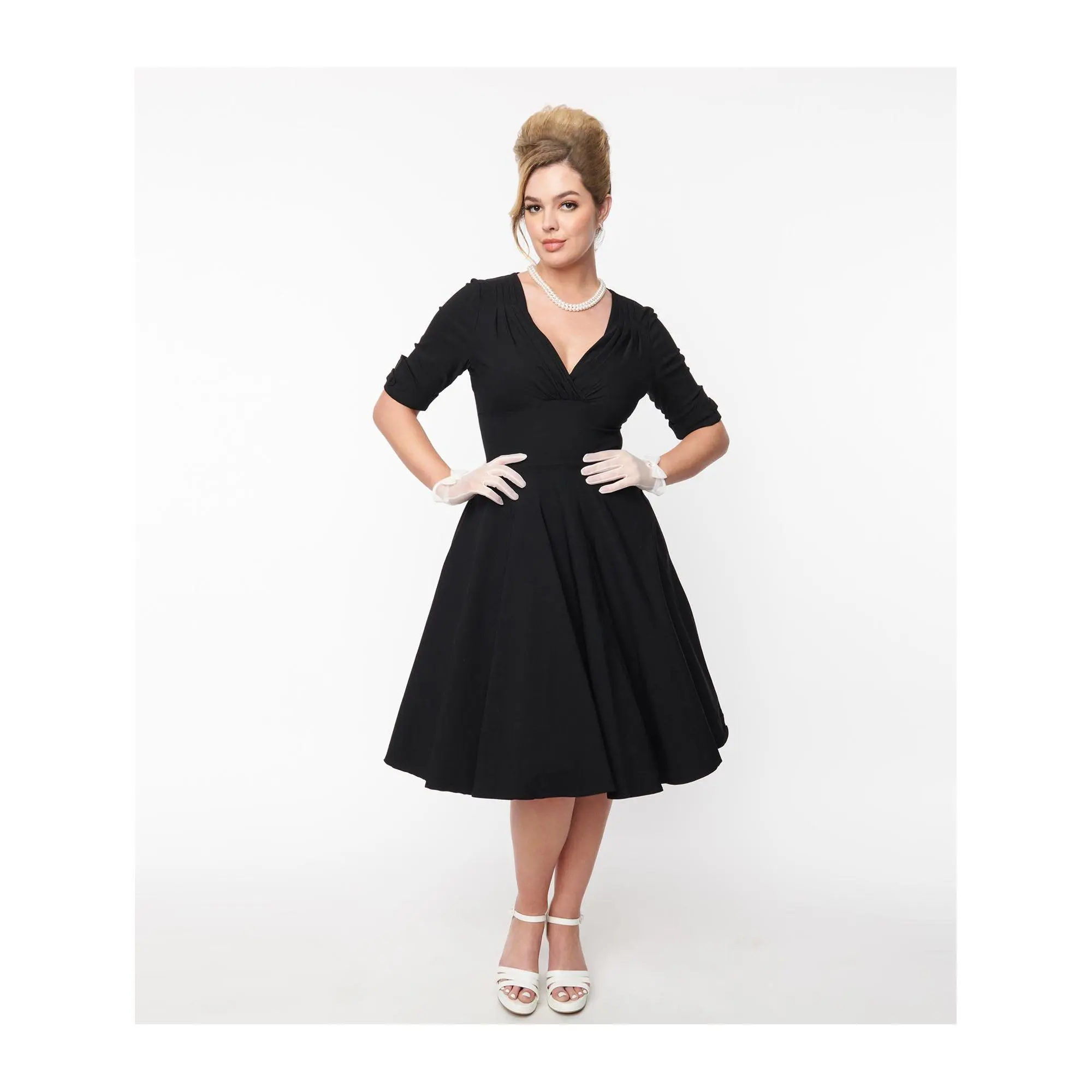 Unique Vintage Missy Delores Swing Dresswith Sleeves