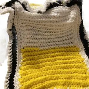 Crocheted Bubble Bee Backpack - Yellow and Black Design with White Accents