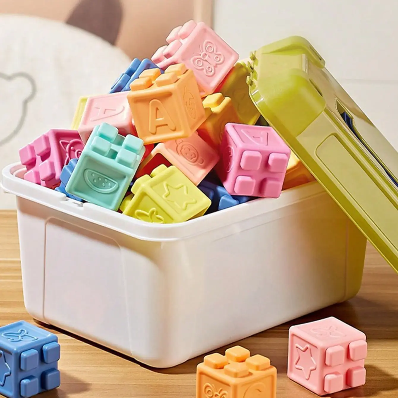 Soft Rubber Building Blocks Toy Set, Multicolor Stacking & Nesting Toys, Stacking Block Game, Variety of Shapes, Early Education, Grip Training, Hand-Eye Coordination, Motor Skills Development, Ages 3+