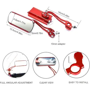 2 Pack Universal Bike Handlebar Rearview Mirror - Bicycle Rear View Mirrors Fit for Electric Bike, Mountain Bike and Fixed Gear Bike (Red)